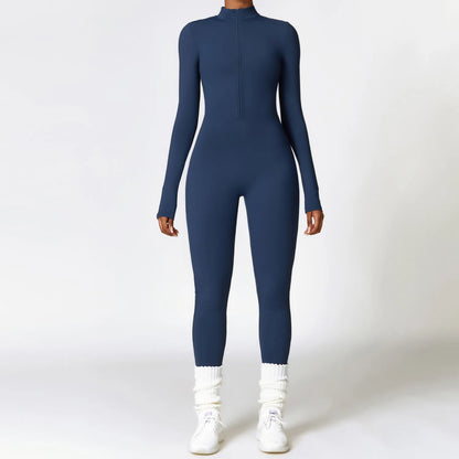 Zipper Yoga Rompers Long Sleeved One-piece Women