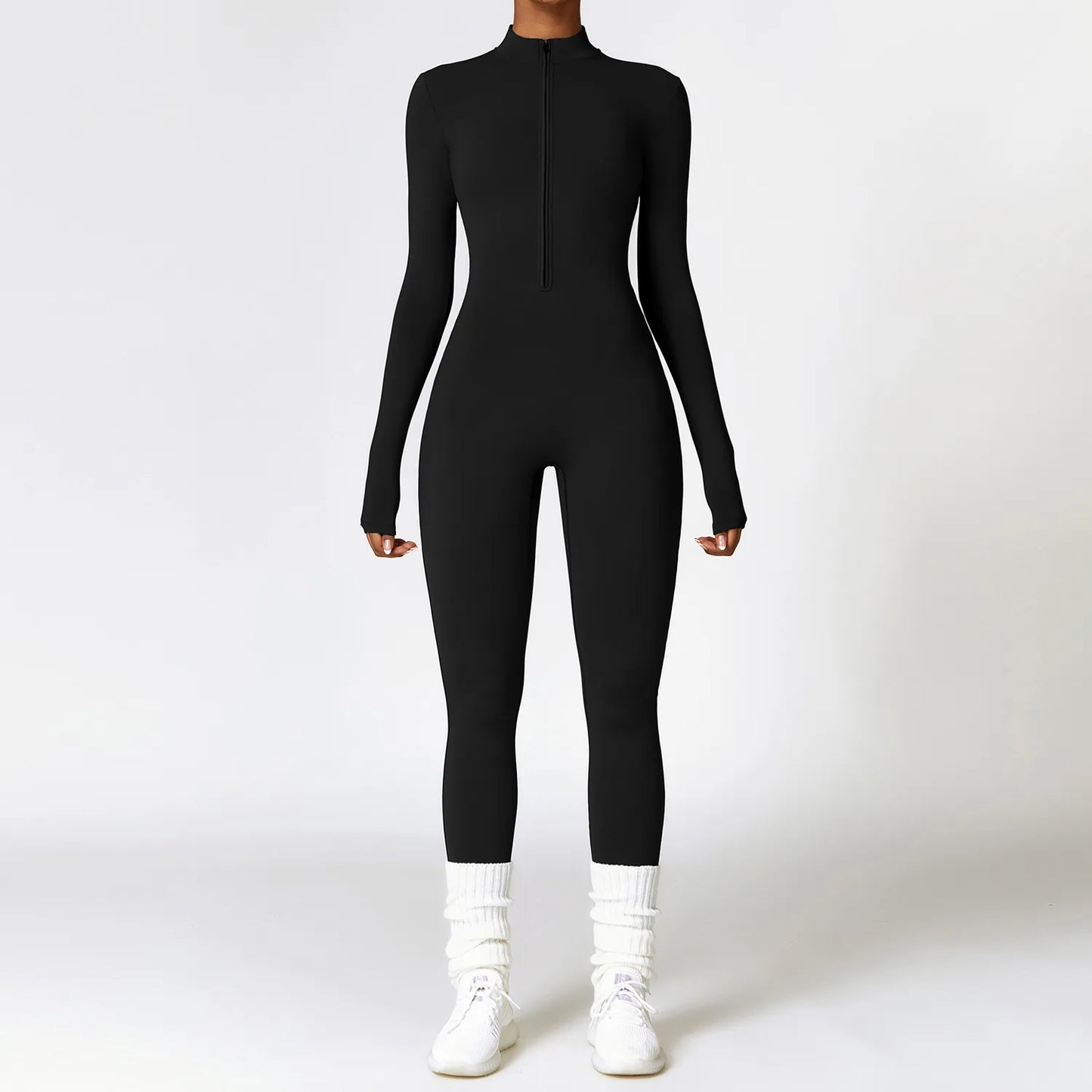 Zipper Yoga Rompers Long Sleeved One-piece Women