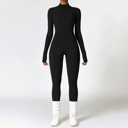 Zipper Yoga Rompers Long Sleeved One-piece Women