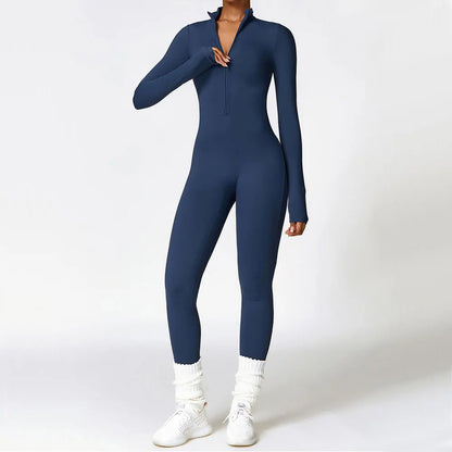 Zipper Yoga Rompers Long Sleeved One-piece Women