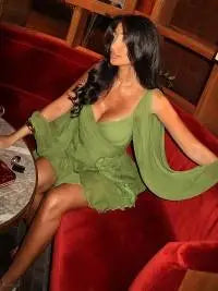 Women's Fashion Green Chiffon Mini Dress Elegant